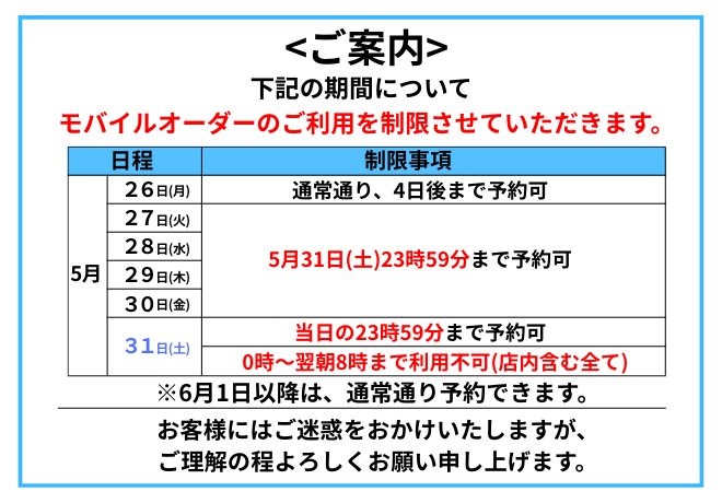 ご案内（MO利用制限）